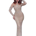 2023 New Cross-border Foreign Trade Women's Independent Stand Ebay Sexy Hot Gold Long Sleeve Ball Dress New