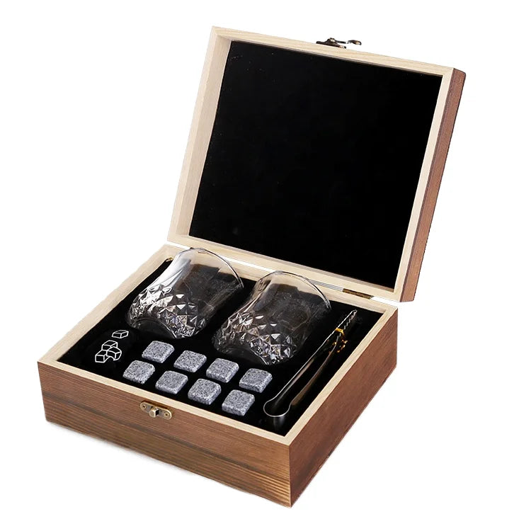 Chilling Rocks Whiskey Stones Set with Glasses Gift Box Eco-Friendly CE Certified Custom Logo 220ml Capacity for Parties & Bars
