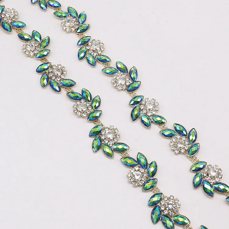 JFRC017 Horse Eye Resin Flower Code Chain Dance Dress Decoration Diamond Chain DIY Clothes Bags Shoes Trim Accessories