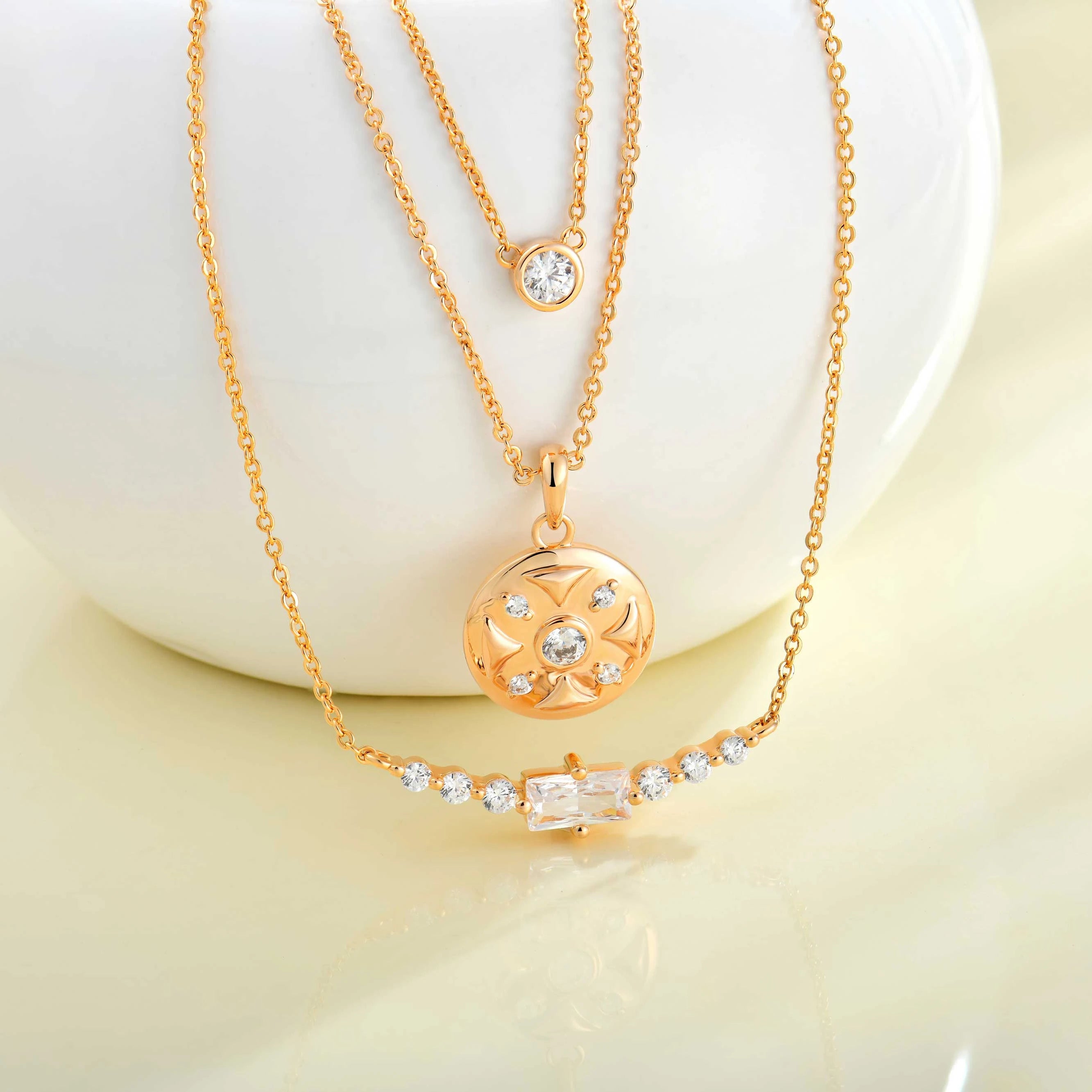 QX Custom OEM Vintage Fine Jewelry 18K Gold Plated 925 Sterling Silver Zircon/moissanite Necklace Girls Women