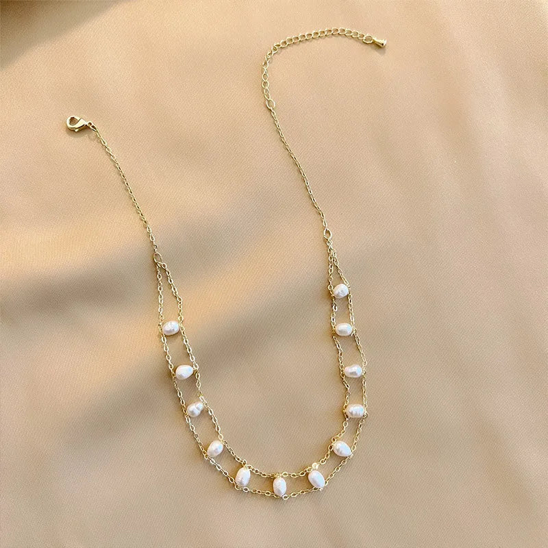 Trendy Custom Unique 18K Gold Plated Pearl Cable Chain Women's Necklace for Parties Weddings Engagements Anniversaries Gifts