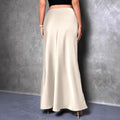 Fashion Breathable Spring Casual Elegant Solid Black High Waist Satin Midi Length Women's Skirts with Popular Discount