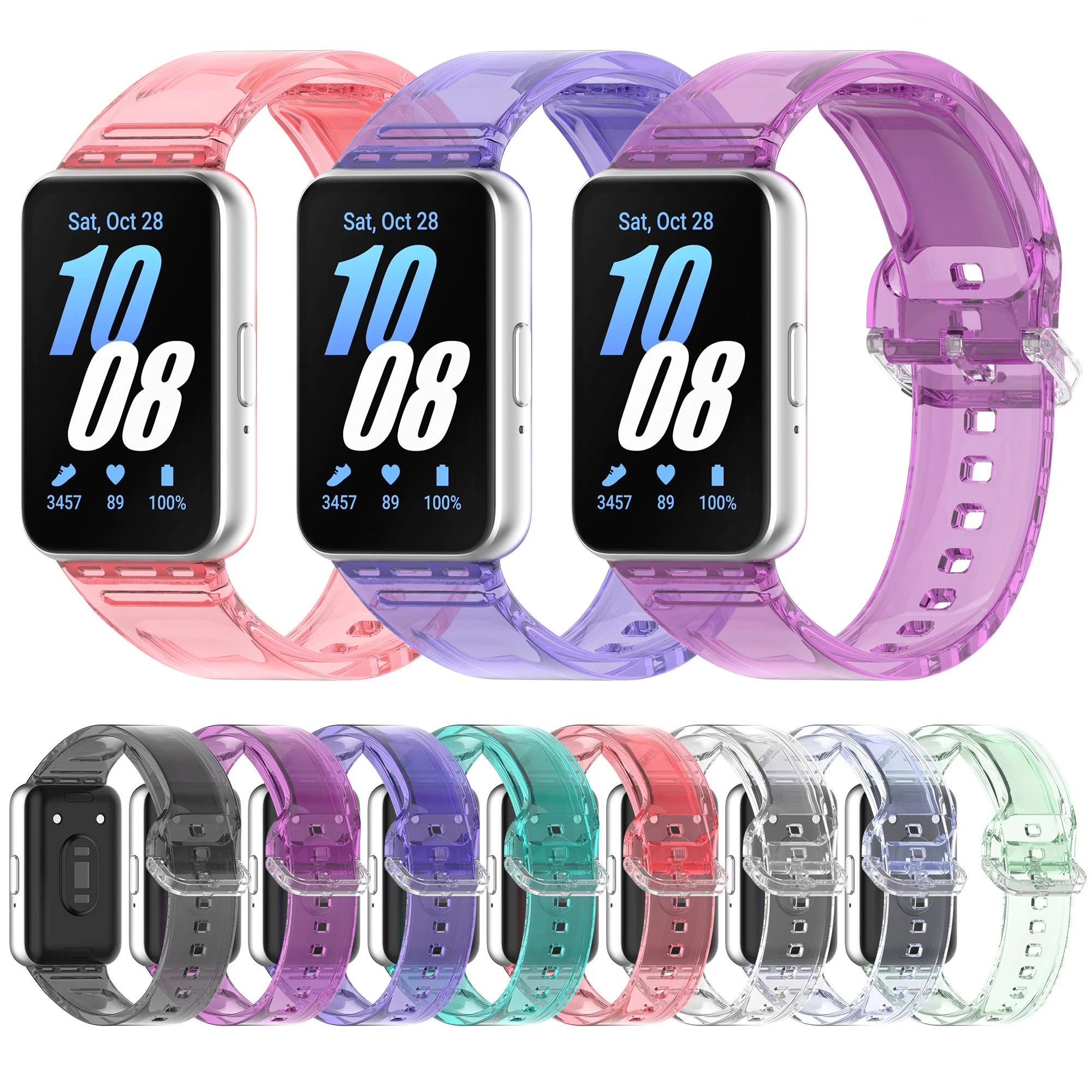 IVANHOE Silicone Strap for Samsung Galaxy Fit 3 Light Changing TPU Wristband Replacement Bracelet for Galaxy Fit3 Strap