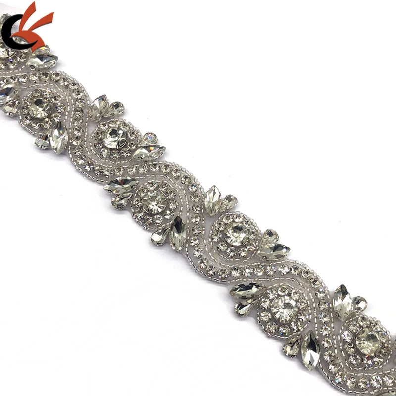 Bridal Wedding Rhinestone Crystal Applique Trim Belt Decoration for Bridesmaid Dresses Garments Shoes Bags