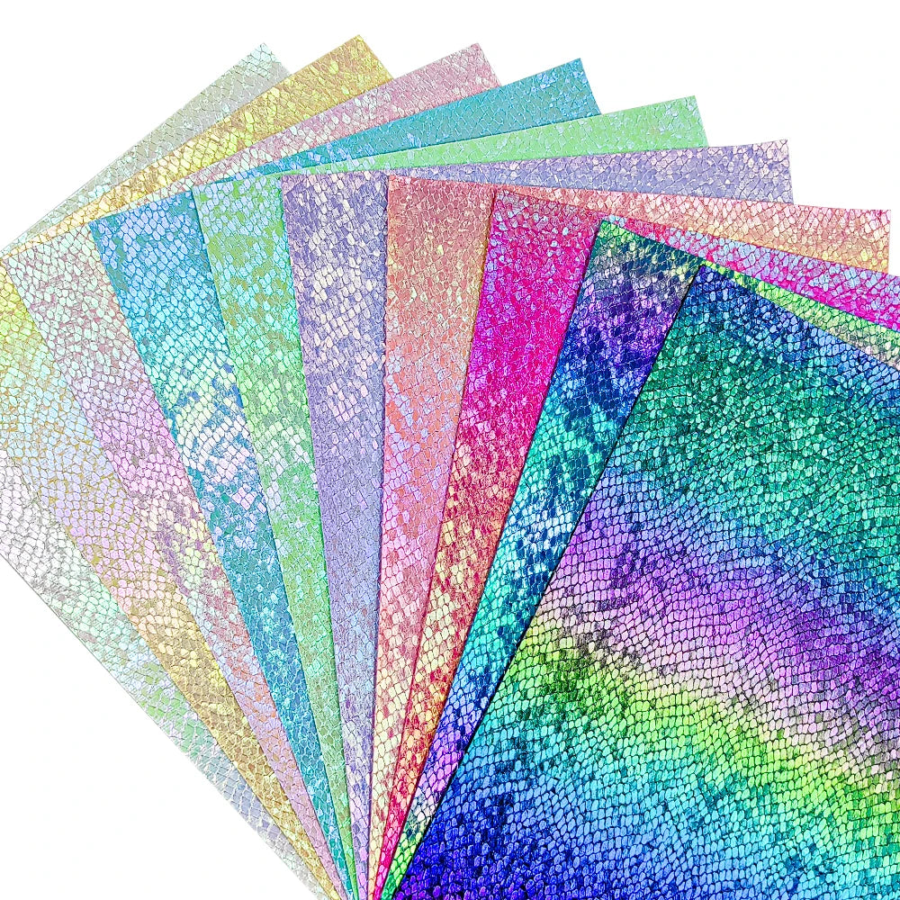 0.75mm Fish Scale Rainbow Faux Leather Roll Colorful Embossed Leather for Furniture