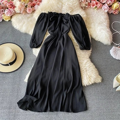 10% OFF Free Size One Word Neck Strapless Tube Top Chiffon Dress Bali Seaside Resort Style Beach Skirt Swing Dress