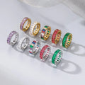 New Colorful Zircon Cubic Claw-set 6mm Wide Waterproof Stainless Steel Fashion Women Finger Rings for Summer Jewelry MegaBDM