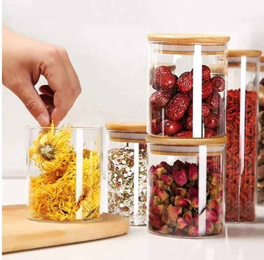 Best-selling Kitchen sealed High Borosilicate Storage Glass Jar With Bamboo Wood Lid