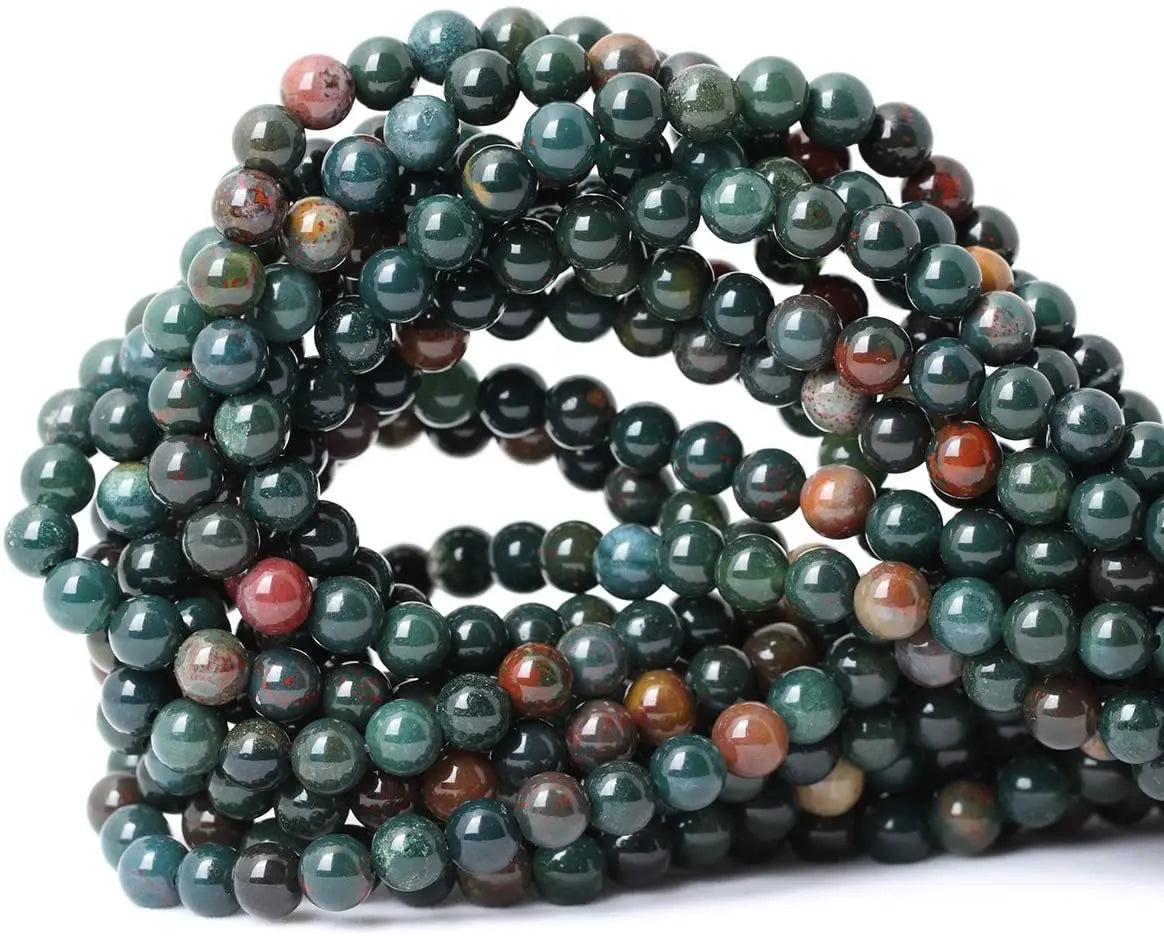 Natural 8mm Bloodstone Gemstone Smooth Round Loose Beads for Jewelry Making DIY Crafts Design Healing 1 Strand 15"