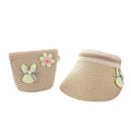 Girls Straw Hat Kid Summer Beach Hats Straw Visor Bag Set
