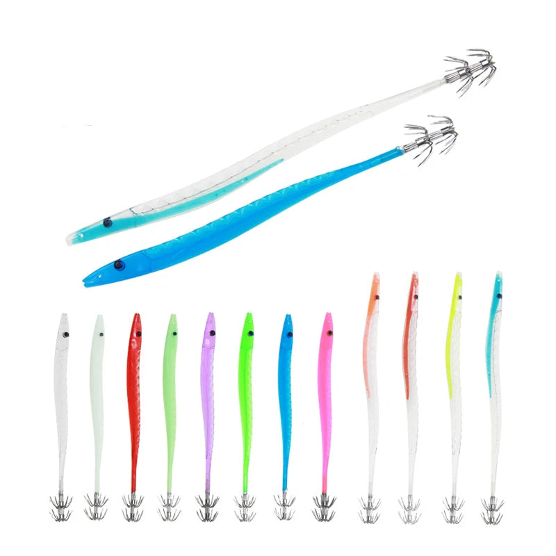 South Korea Hot Selling Artificial Wood Shrimp Mantis Bait Bionic Ribbonfish EGI Squid Hook Jig Saltwater Octopus Fishing Lure