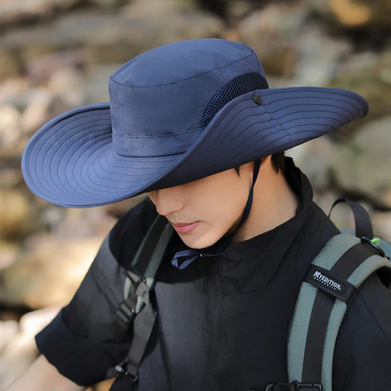 Fashion Wide Brim Fishing Uv protection Sun Hat Men Bucket Hat With Custom logo