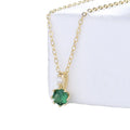 Green Natural Stone Necklace for Women Fashionable Emerald Gold Plated Pendant Nice Stainless Steel Christian Sterling Silver