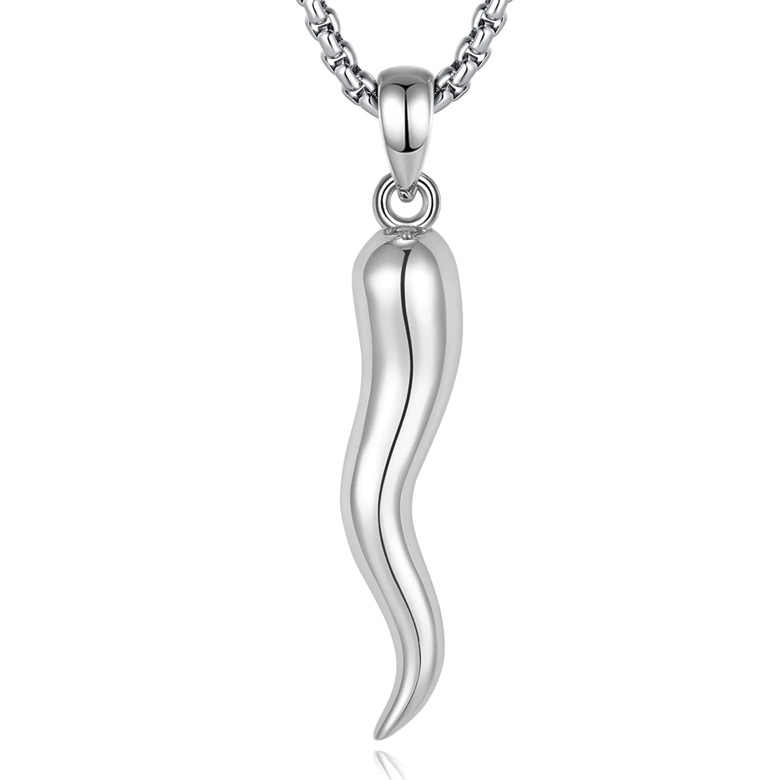 Merryshine 925 Sterling Silver Lucky Italian Horn Necklace Cornicello Pendant Italian Horn Protection Amulet Jewelry