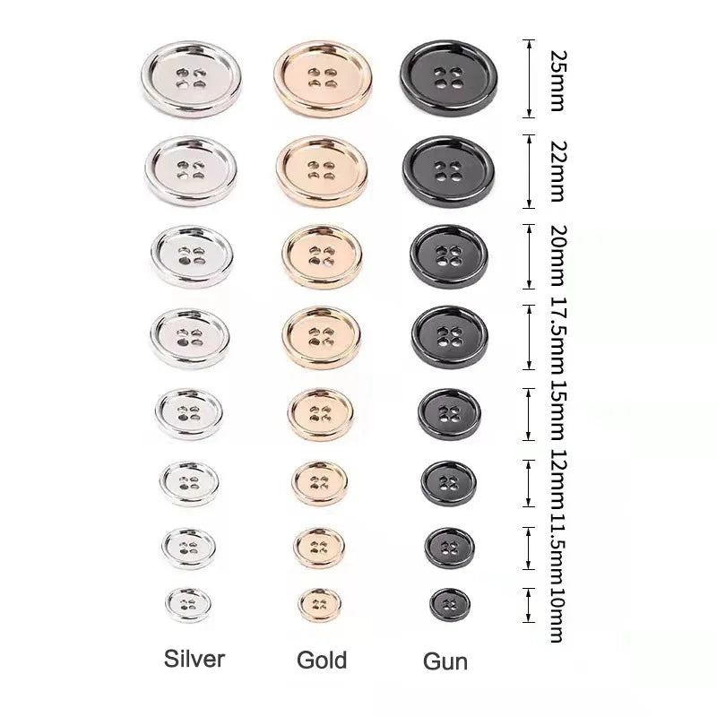 Quality 18 L Zinc Alloy 4-Hole Metal Button Eco-Friendly Garment Button with Plating Technique