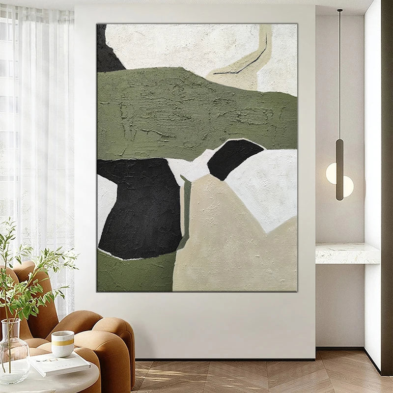 Custom Nordic Minimalist Geometric Hand Painted Abstract Oil Painting Canvas Wall Art Home Living Room Decor Painting