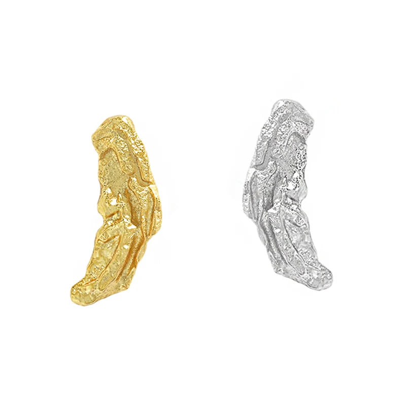Wuqie Unique 925 Sterling Silver Gold Plated Jewelry Women Earring Tin Foil Sector Stud Earring