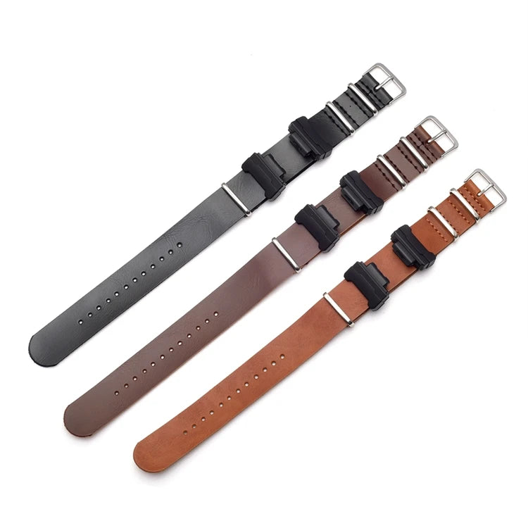 22mm One Piece PU Leather Watch Strap for Casio Watch Leather Band