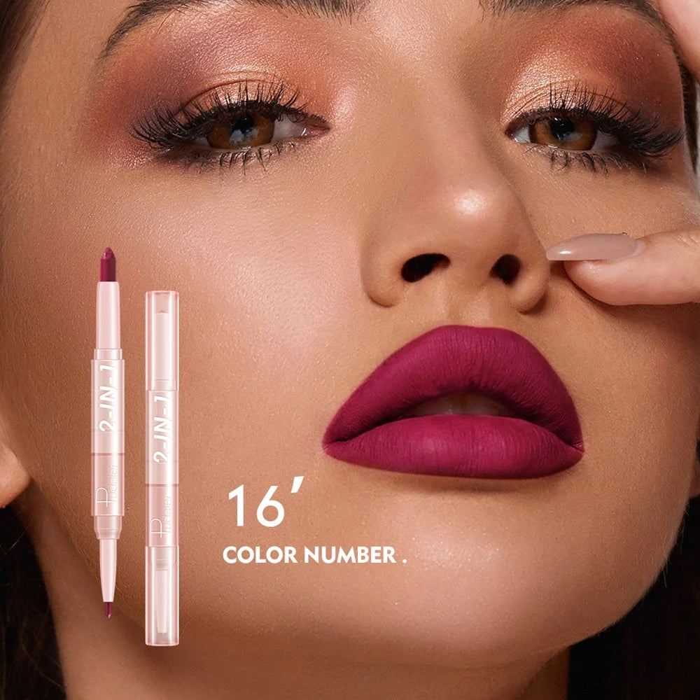 Pudaier OEM Beauty Cosmetic Lip Liner Best Selling Waterproof Matte Creamy Lipstick and Lip Liner 2-IN-1 Private Label