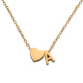 Classic Stainless Steel 18K Gold Heart and 26 Initial Alphabet Letter Necklace Link Chain for Women for Wedding or Party