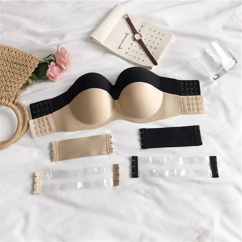 Hot Sale Hight Quality Seamless Sexy Tube Top Backless Contour Bra Padded Invisible Push up Strapless Bra for Big Bust