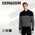 Wholesale Classic Winter Long Sleeve Striated Acrylic Wool Old Money Sweater Men's 1/4 Zip Jumpers With Polo Collars