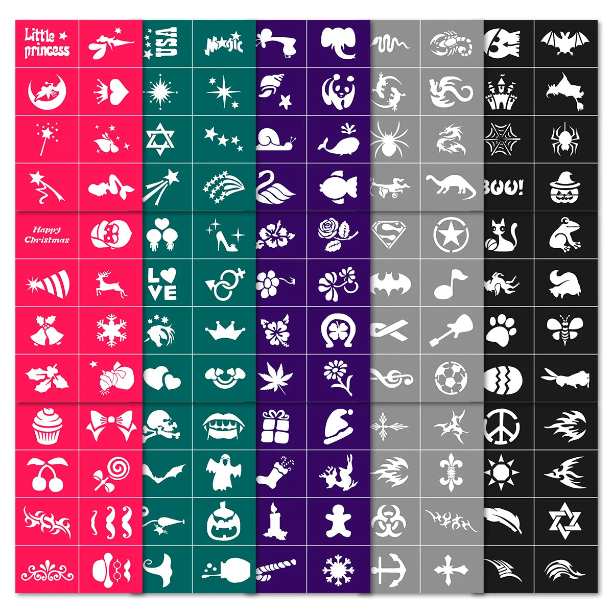 Adhesive PVC Reusable Stencils for Kids Face Paint and Drawing Cute Patterns Design