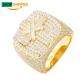 New Arrivals Design Fashion Gold Plated 925 Sterling Silver VVS Moissanite Diamond Hip Hop Iced Out Cross Ring Men Gift