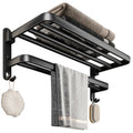 Bathroom Drying Bath Towel Rack with Hooks Towel Hanger Folding Shelf Hook Bathroom Wall Mounted Towel Rack
