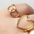 Fenny 18K Gold Plated Wholesale Hollow Romantic Double Heart to Heart Stainless Steel Finger Ring Trendy for Women