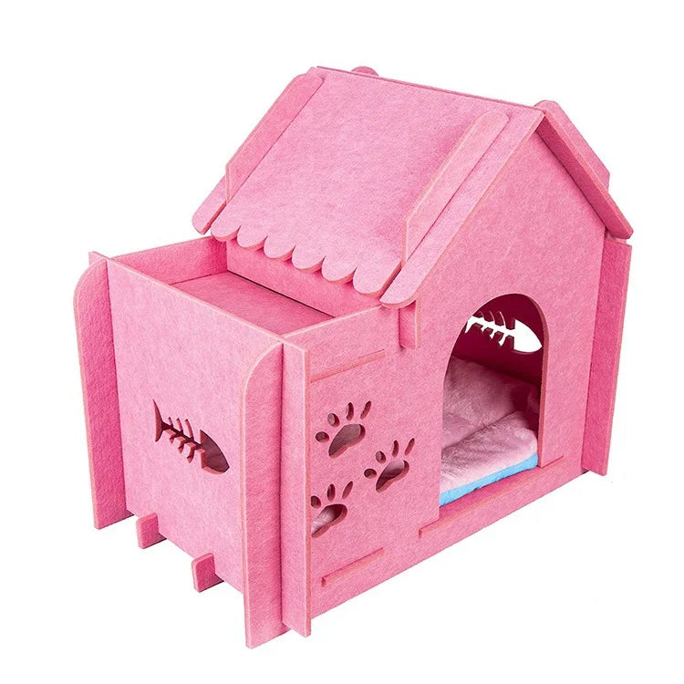 Factory Direct Sale Assembling Felt Cat Bed Cave Dismountable Washable Felt Cat Cave Bed for Cats and Kittens