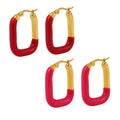 M1017 Enameling Stainless Steel Crown Design Trendy Hoop Earrings Fashion Jewelry 18K Gold Plated/Silver Plated Unisex