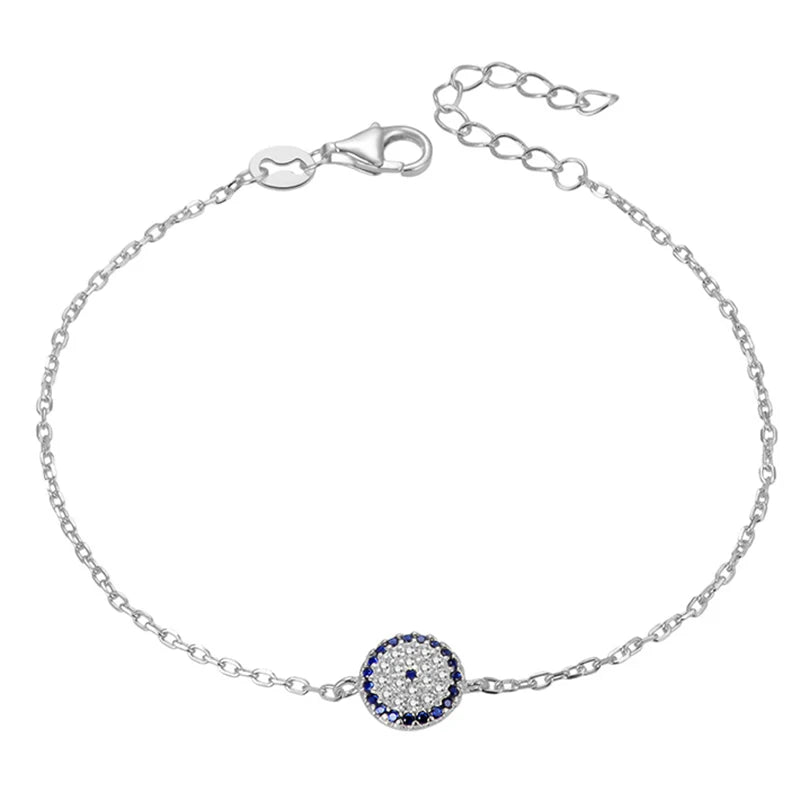 925 Sterling Silver Vintage Small Bracelet with Evil Eye Charm Women's Friendship Rhodium & Gold Plated for Gifts and Parties