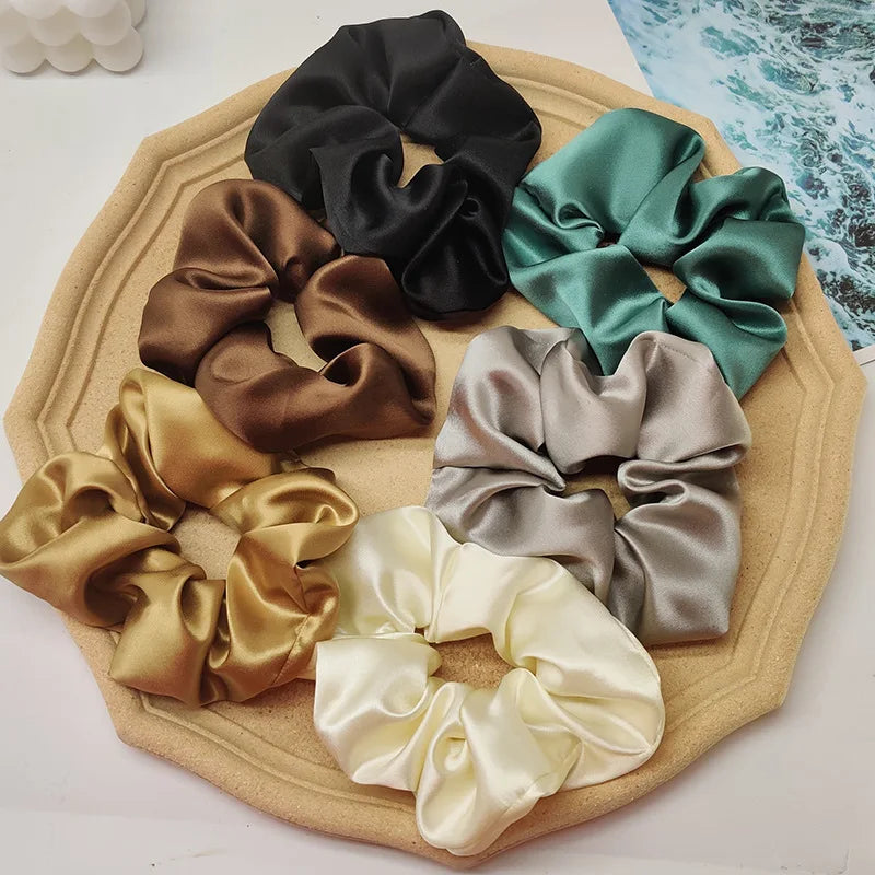 BPHNE Wholesale Luxury Pure 100% Silk Elastic Hair Bands Ponytail Holder Women Hair Custom Scrunchies for Girl Hair Ties