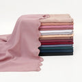 Wholesale Latest Custom Logo Premium Heavy Chiffon Embroidered Lace Hijab Malaysia Lace Scallop Embroidery Linen Hijab