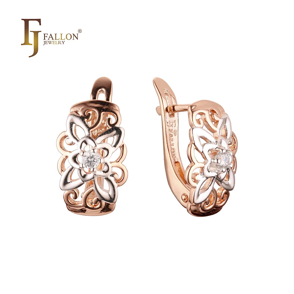 FJ Fallon Fashion Jewelry Earrings Plated in Rose Gold Two Tone Brass Based