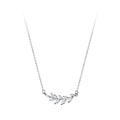 Hypoallergenic Jewelry Cubic Zircon 925 Sterling Silver Leaf Necklace
