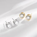 Classic Round Bezel-Set CZ 925 Sterling Silver Stud Earrings