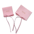 Luxury Suede Necklace Pouch Personalised Custom Logo Printed Small Flap Envelope Pink Jewelry Pouch With Ribbon