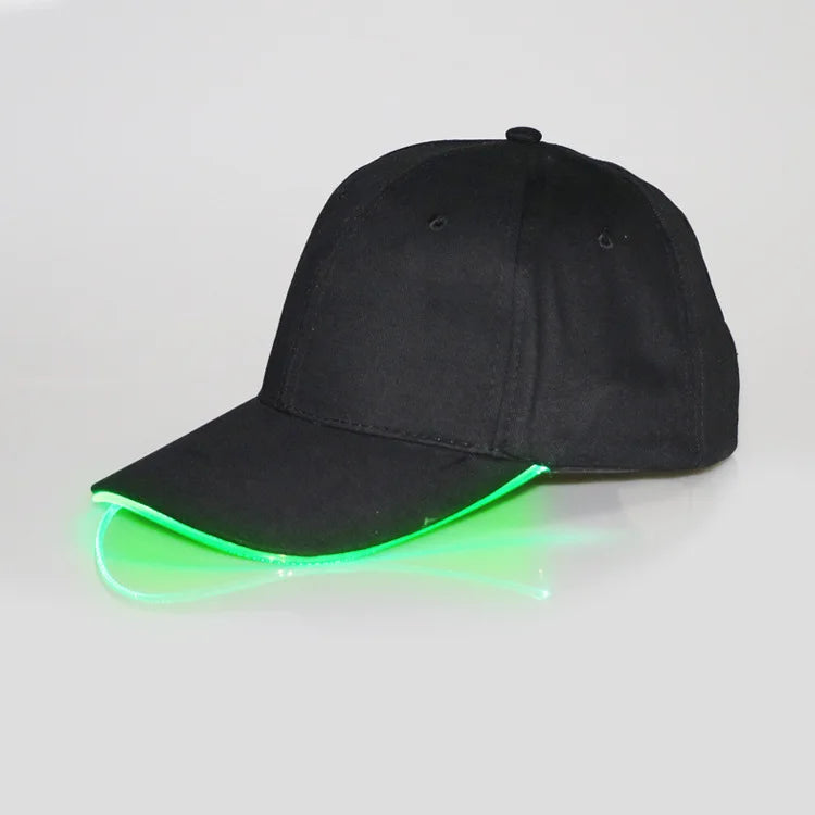 Hot Sale Fashion LED Glow Hard Hat With Curved Brim Custom Logo Baseball Cap Printed Fabric With Luminous LED Light Image Style