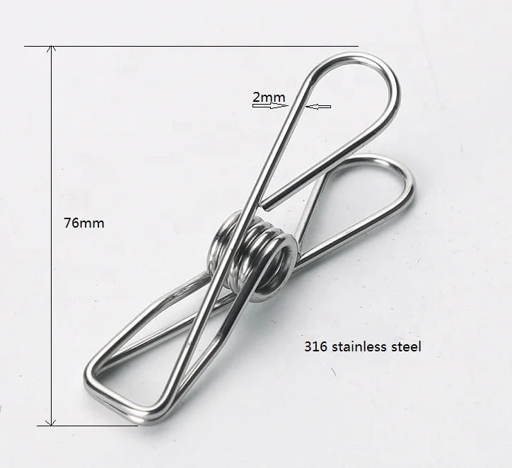 Ocean Grade 316 Stainless Steel Peg and Cloth Bag Clothes Peg Using Office for Stainless Steel Socks Hanger Marine Clip