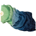 Handmade Tie-Dyed Light Gradient Silk Long Fans with Veil New Unisex Performance Wear for Belly Dancing Belly Dance Fans