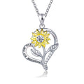 GP108 You Are My Sunshine Pendant 925 Sterling Silver Heart Shaped Sunflower Pendant for Necklace Jewelry for Women
