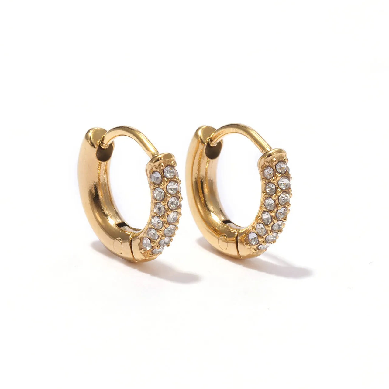 New Fashion Gold Plating Stud Earrings Jewelry Stainless Steel Zircon Hoop Earrings for Women Piercings Accessories Wholesale
