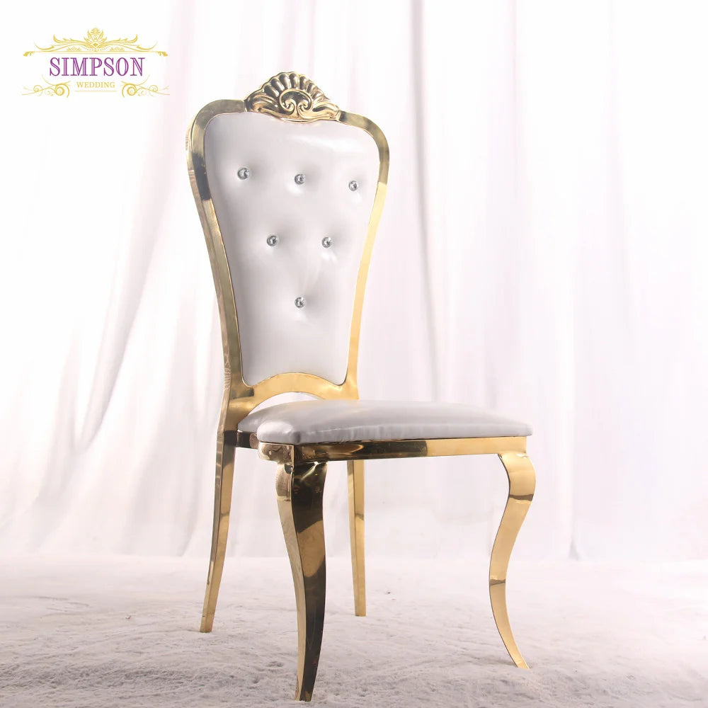 Luciana Events Modern White Rectangle Dining Chair Stainless Steel for Hotels Living Rooms Weddings Parties Outdoor Use