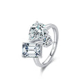 Daidan Ladies Rings Jewelry Ring Silber 925 Real Silver Zircon Teardrop Geometric Baguette Ring