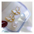 Wholesale Fashion Jewelry 925 Silver Natural Freshwater Pearl Butterfly Earrings