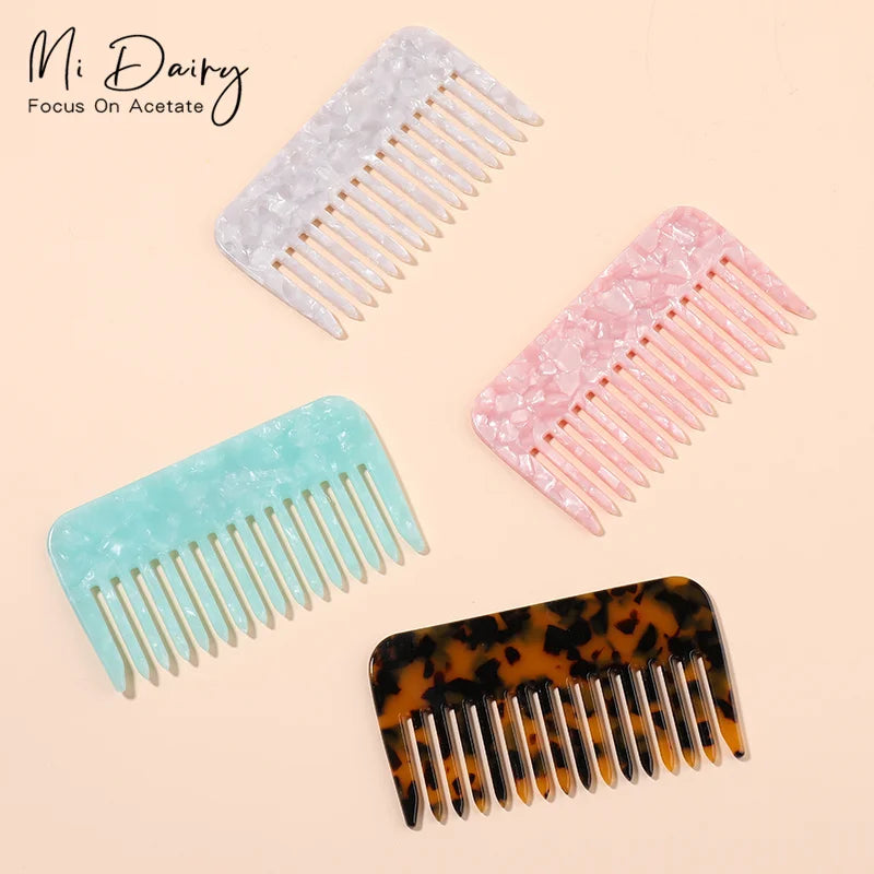 MiDairy 4mm Thickness Custom Logo Size Hair Curls Shower Combs Acetate Acrylic Hair Combs for Ladies 220084
