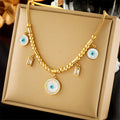 Wholesale New Stainless Steel 18k Gold Plated Fashion Necklace Earrings Bracelet Devil Eye Jewelry Sets for Women