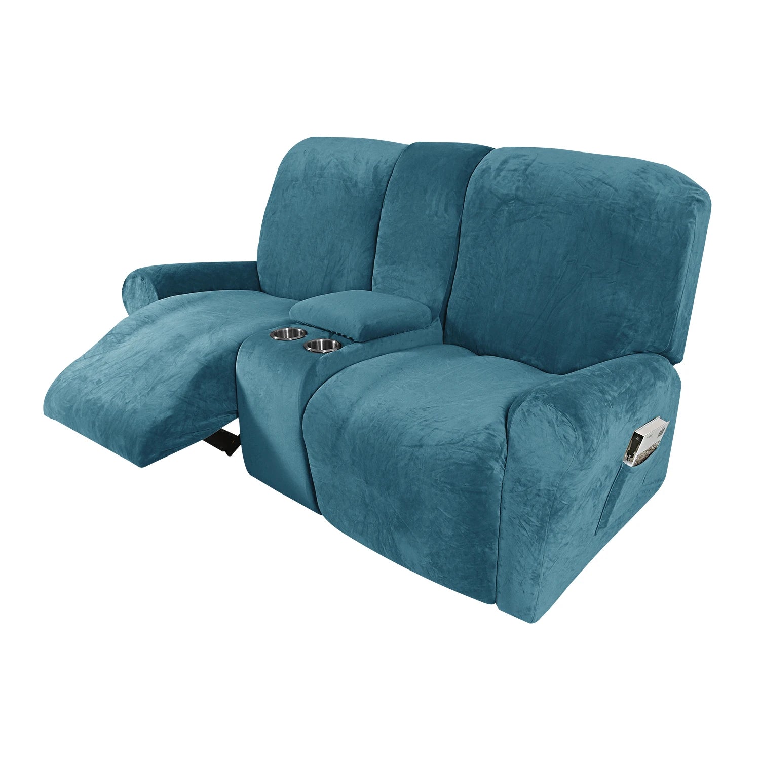 Machine Washable Velvet Polyester Spandex Recliner Sofa Slipcover Stretching Couch Cover Side Pocket Design for Home Textile Use